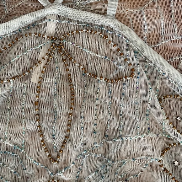 Free People Sheer Blue Embellished Dress Small - Picture 7 of 14